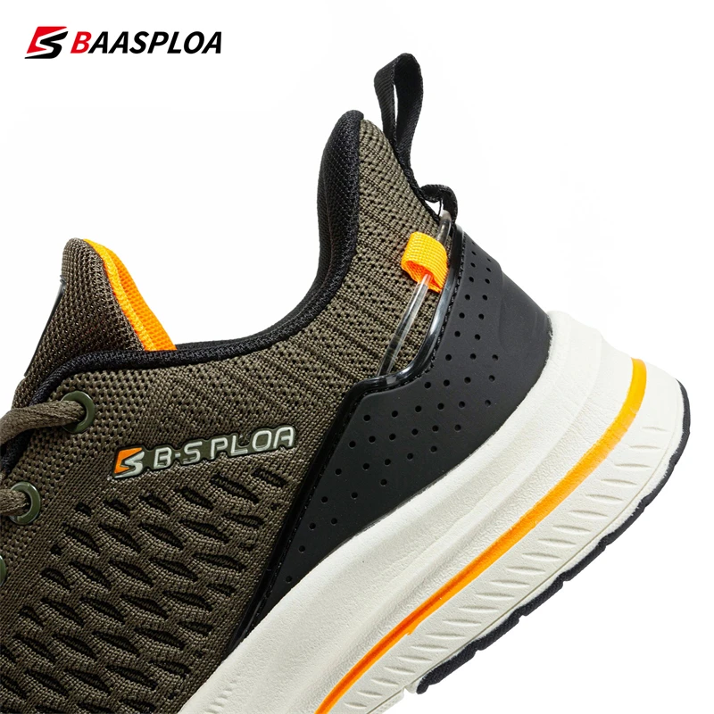 Baasploa New Men Knit Casual Walking Shoes Breathable Trendy Sneakers Original Light Shock Absorption Male Tennis Shoes