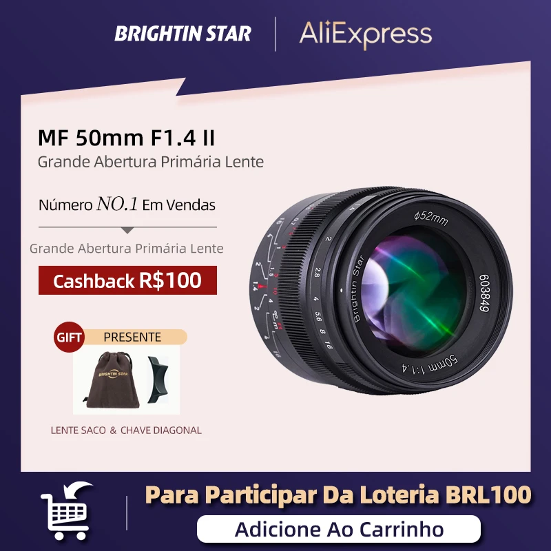 Brightin Star 50mm F1.4 Big Aperture APS-C Manual Focus DSLR Mirrorless