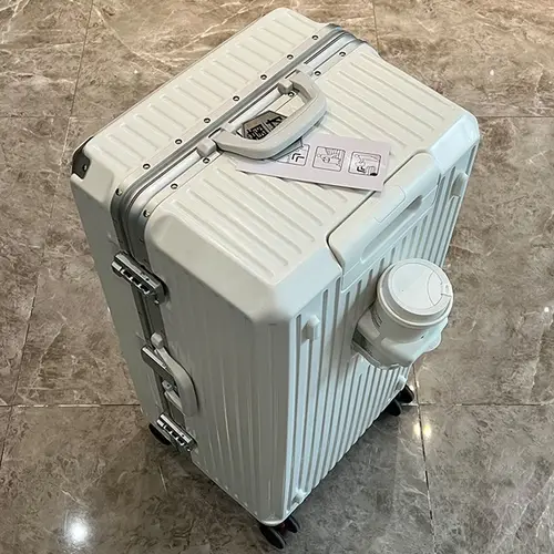 대용량 여행 수하물 알루미늄 프레임 여행 가방, 풀 로드 케이스, 컵 홀더 포함, 여행 케이스 콤비네이션 박스, 24 인치, 28/32 인치 3
