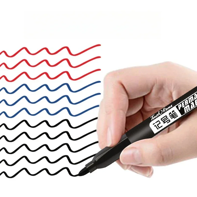 Color Marker Pens 6PCs/Set Fine Point Waterproof Thin Nib Crude Nib Black Blue Red Ink 1.5mm
