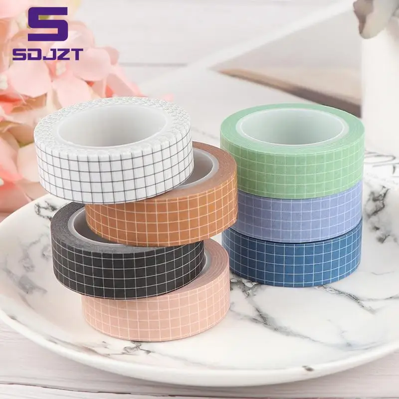 

1Pc Colorful Grid Washi Tape Japanese Paper DIY Planner Masking Tape Adhesive Tapes Stickers Stationery Tapes Decorative