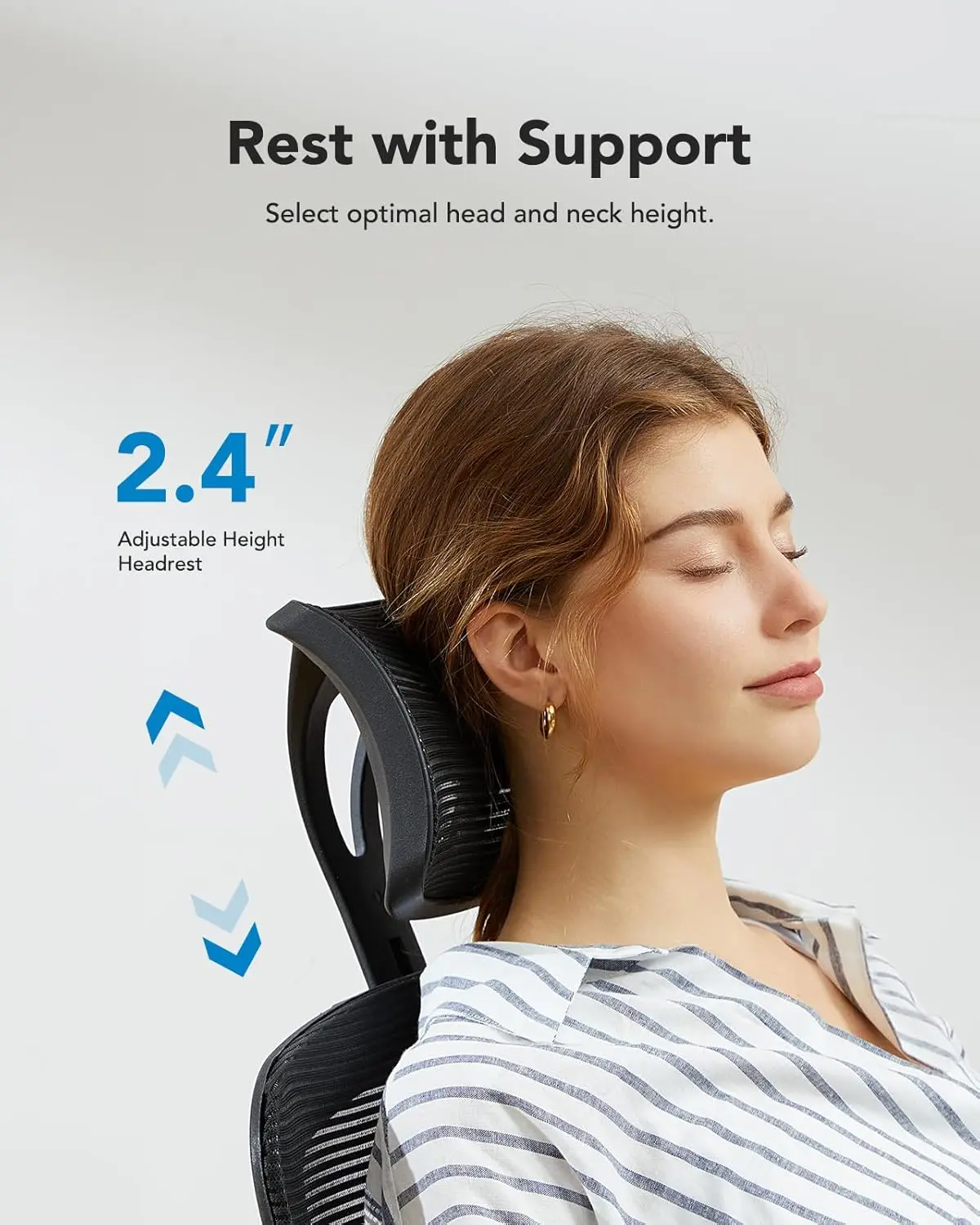 Huanuo Ergonomic Office Chair, High Back Desk Chair With S-Shaped Backrest, Adjustable Lumbar Support, Headrest, Armrest, Mesh 2