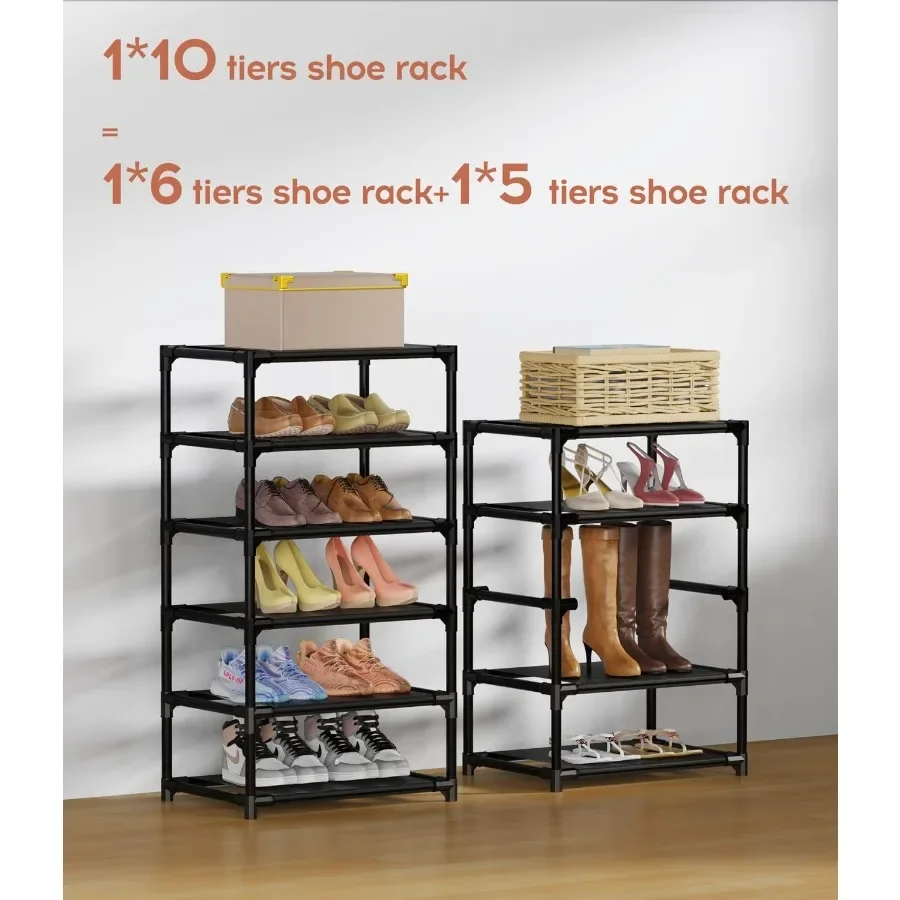 Vertical Narrow Shoe Rack Organizer Tall Shoe Rack for Closet Entryway 10 Tier NonWoven Cover Shoe Shelf Holds 2022 Pairs Free