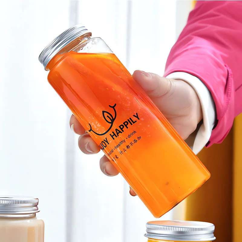 500ml Bubble Tea Bottle Disposable Plastic Juice Bottle Drinking Takeout Beverage Bottles 20pcs/pack plastic cups