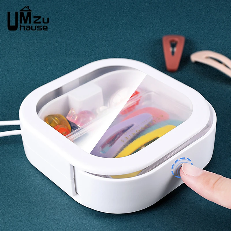 MOYACA Hair Tie Organizer Box Qtip Holder Canister with Lid for Cotton Pads Swabs, Floss, Hairpins, Jewelry Crafts Holder Portable Travel Dispenser