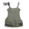 TRAF Irregular Pleated Camisole Dress Women Sexy Slim Solid Sleeveless Mini Dresses 2024 Summer Female High Street Vestidos 1