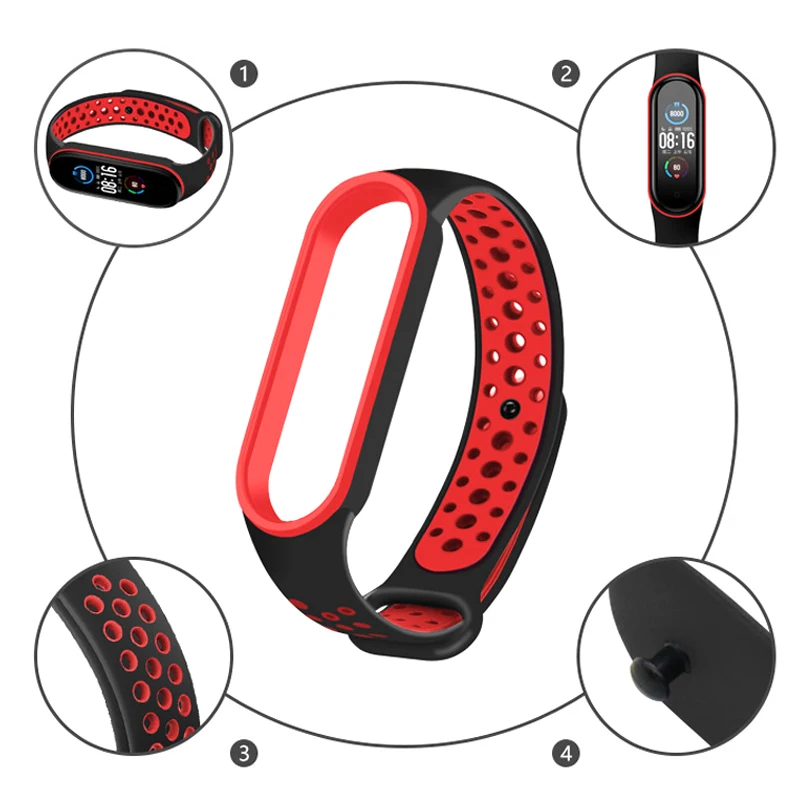 Strap For Xiaomi Mi Band 7 6 5 4 3 Silicone Two-Color Wristband Strap For MiBand 3 4 5 6 Replacement Bracelet Watch Accessories