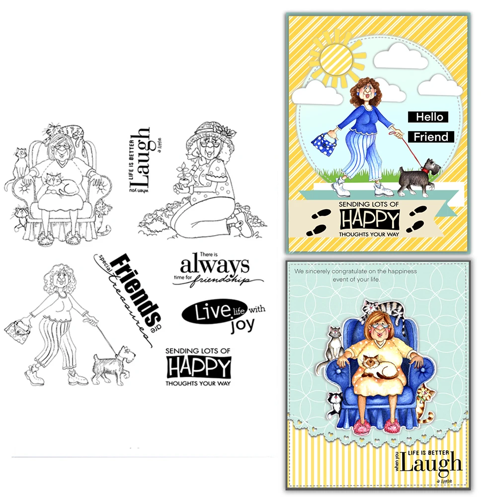 Clear Stamps Old Ladies | Stamp Set Stencils | Embossing Stamps
