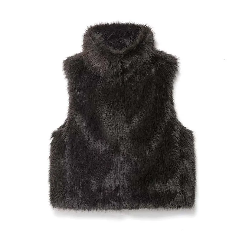 2025 Women Chic Elegant Faux Fur Vest Sleeveless Jackets Streetwear Fluffy Vests Coat Winter Fashion Waistcoats Tops