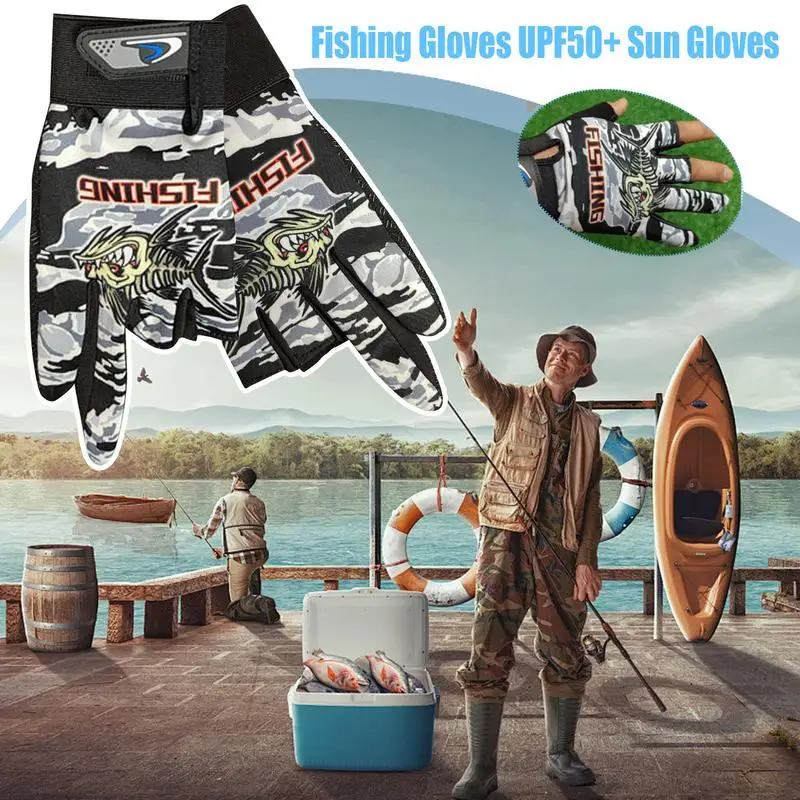 Fishing Gloves For Men And Women UPF50 Sun Gloves For Men & Women Sunscreen Fishing Professional Three Finger