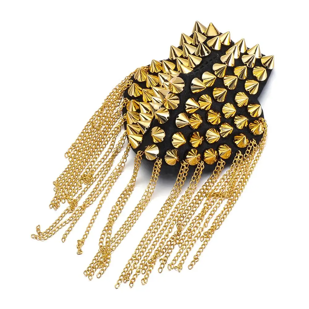 Neue Mode 1 Paar Kette Quaste Niet Schulter polster Brosche Punk Quaste Metall Schulter klappe für Frauen Männer – Detail 7