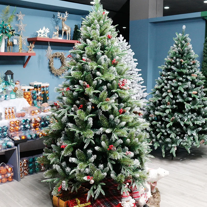240cm Nordic style Christmas tree decoration PE+PVC mixed white and red cone pine needle |