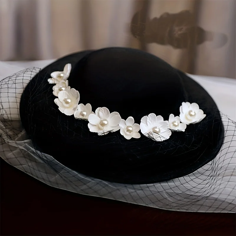 Hair Accessories Bridal Hair Accessories Hepburn French Veil Flower Hat Bridal Headwear Studio Accessories