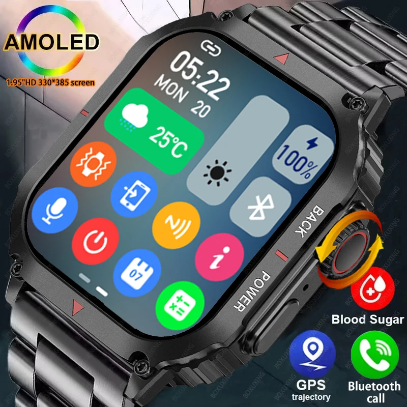

For Huawei Xiaomi IOS NFC Smart Watch Men 1.95”Large HD Screen GPS Track Bluetooth Call IP68 Waterproof Outdoor Sport Smartwatch