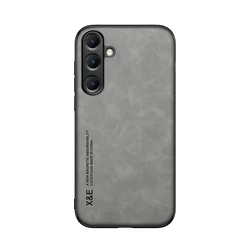 Luxury Leather Smartphone Case with Car Mount Support - Galaxy S24 Ultra (Light Gray)