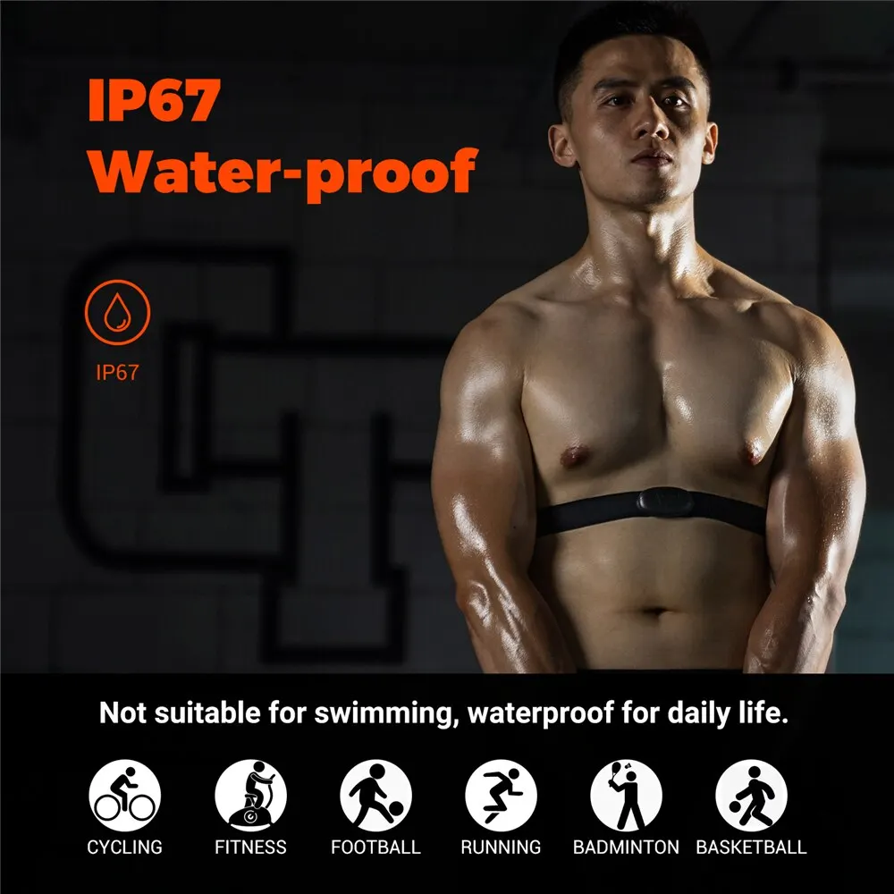 COOSPO 가슴 심박수 모니터 스트랩, 블루투스 4.0 ANT + HRM 센서, Garmin Wahoo 자전거 컴퓨터용 방수, H6/H9Z
