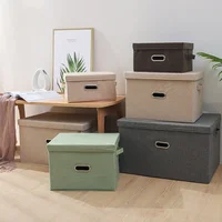 Large cotton linen Fabric folding storage box Kids Toy organizer Handles for Home Closet Bedroom Drawers Organizers Container WF 1
