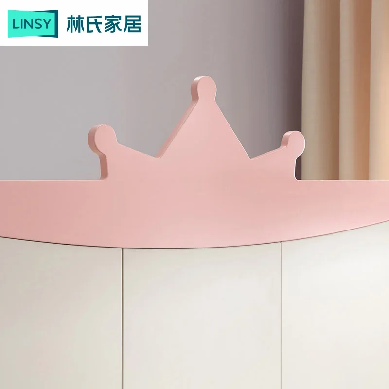 Simple small bedroom three-door children's wardrobe girl princess storage wardrobe wooden