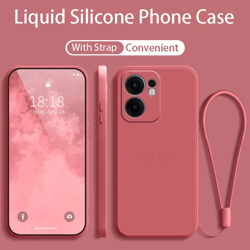 Original Liquid Silicone Phone Case with Lanyard - Enhanced Grip and Protection