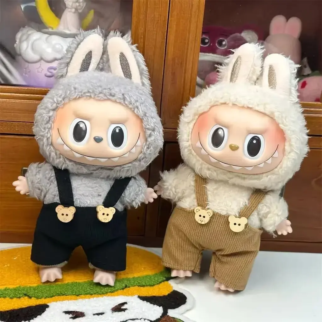 Bear Overalls for Plush Vinyl Face Doll - Cute Labubu Baby Doll Clothes Pendant Accessory