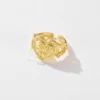 DPLAOPA-925 Sterling Silver Gold Heart Resizable Ring for Women, Luxury Big Ring, Fine Jewelry, Thick Ring, 2023 5