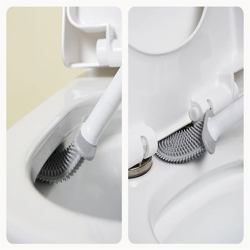 Brosse WC, Brosse de Toilette, Brosse Toilettes WC Suspendue en Silicone  avec Support, Fixation Murale 