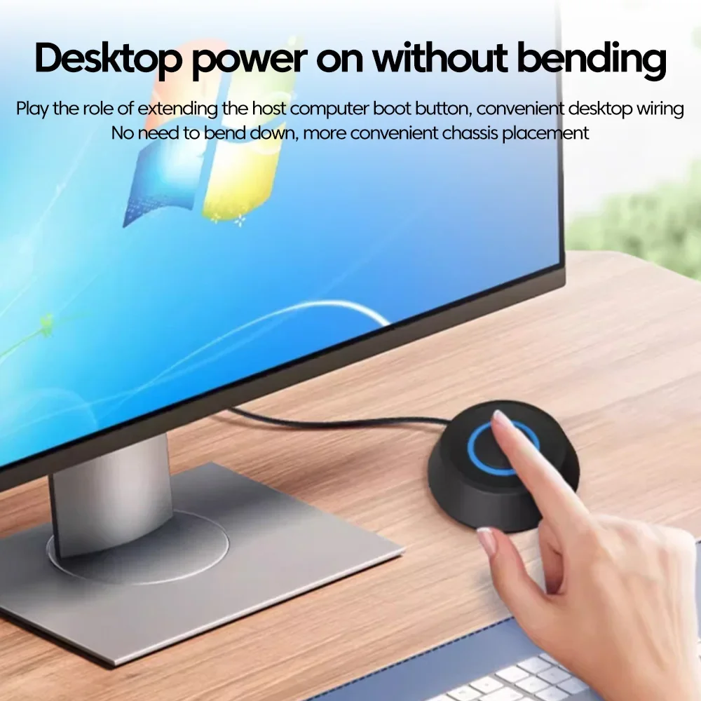 OLAF Computer desktop mobile switch button external desktop startup extension cable power on button one click start computer