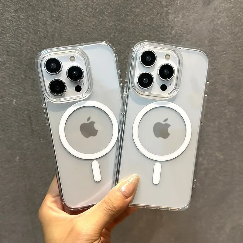 Magnetic Adsorption Clear Case For Apple iPhone 15 14 13 12 11 Pro XS Max XR XS 8 7 Plus Wireless Charge Compatible With MagSafe