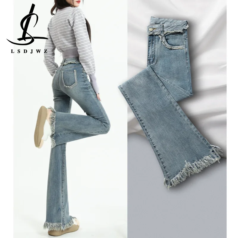 

Denim Women's Pants Vintage Jeans Woman Streetwear Korean Fashion Straight Leg Jeans Woman High Waist Female Clothing Y2k Flare