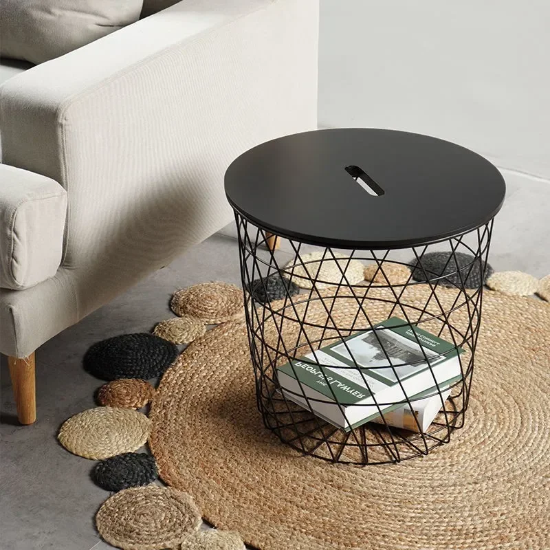 Iron Art Round Small Side Table Simple Modern Storage Living Room Sofa Side Children's Night Stand End Table Nordic Ins Style