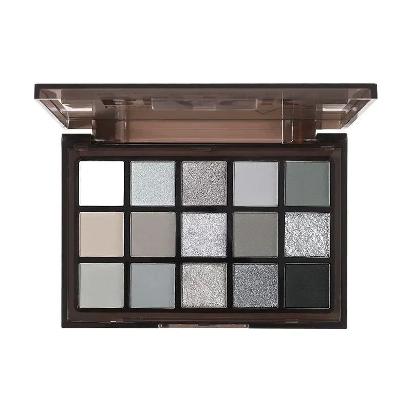 Eye Shadow Eye Shadow Plate 15Colors Eyeshadow Palette Black Smokey Cool Toned Eye Shadow Metal Pearlescent Matte Silver Gray Lasting Eyeshadow Party Makeup