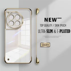 Sleek Transparent Frameless Phone Case with Lens Protection and Shockproof Back Cover - OnePlus 11 (Golden)
