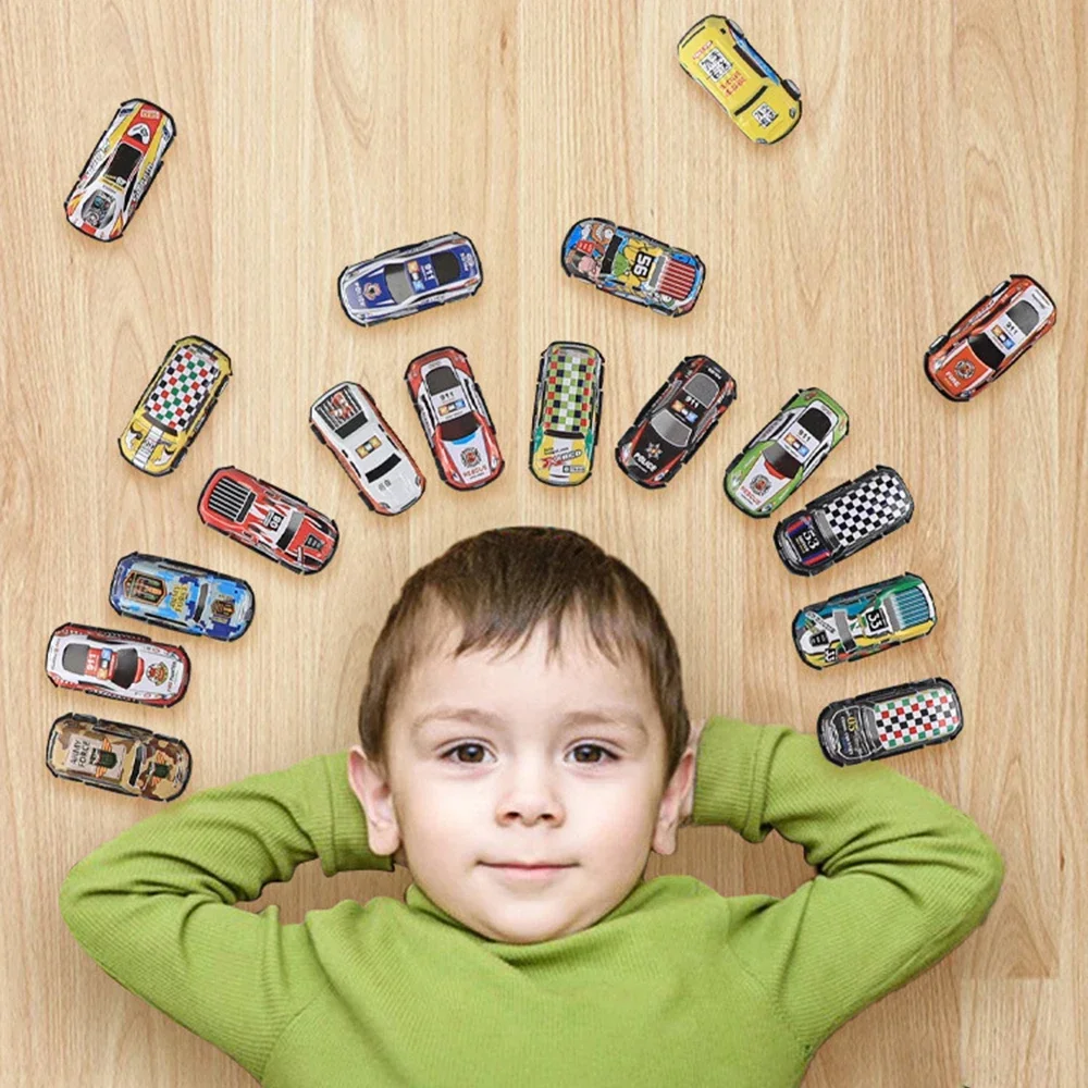 Mini Alloy Pull Back Car Kids Toys City Cartoon Inertia Racing Car Model Diecast Vehicle For Boys Girls Birthday Xmas Gift Bag