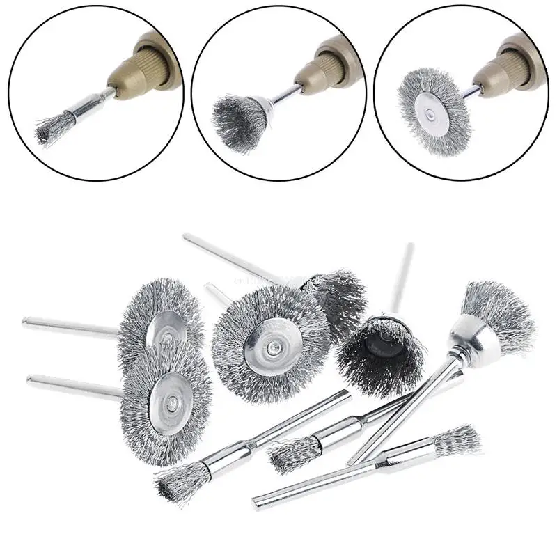 

9 Steel Brush Wire Wheel Brushes Die Grinder Rotary Electric Tool for Engraver Dropship