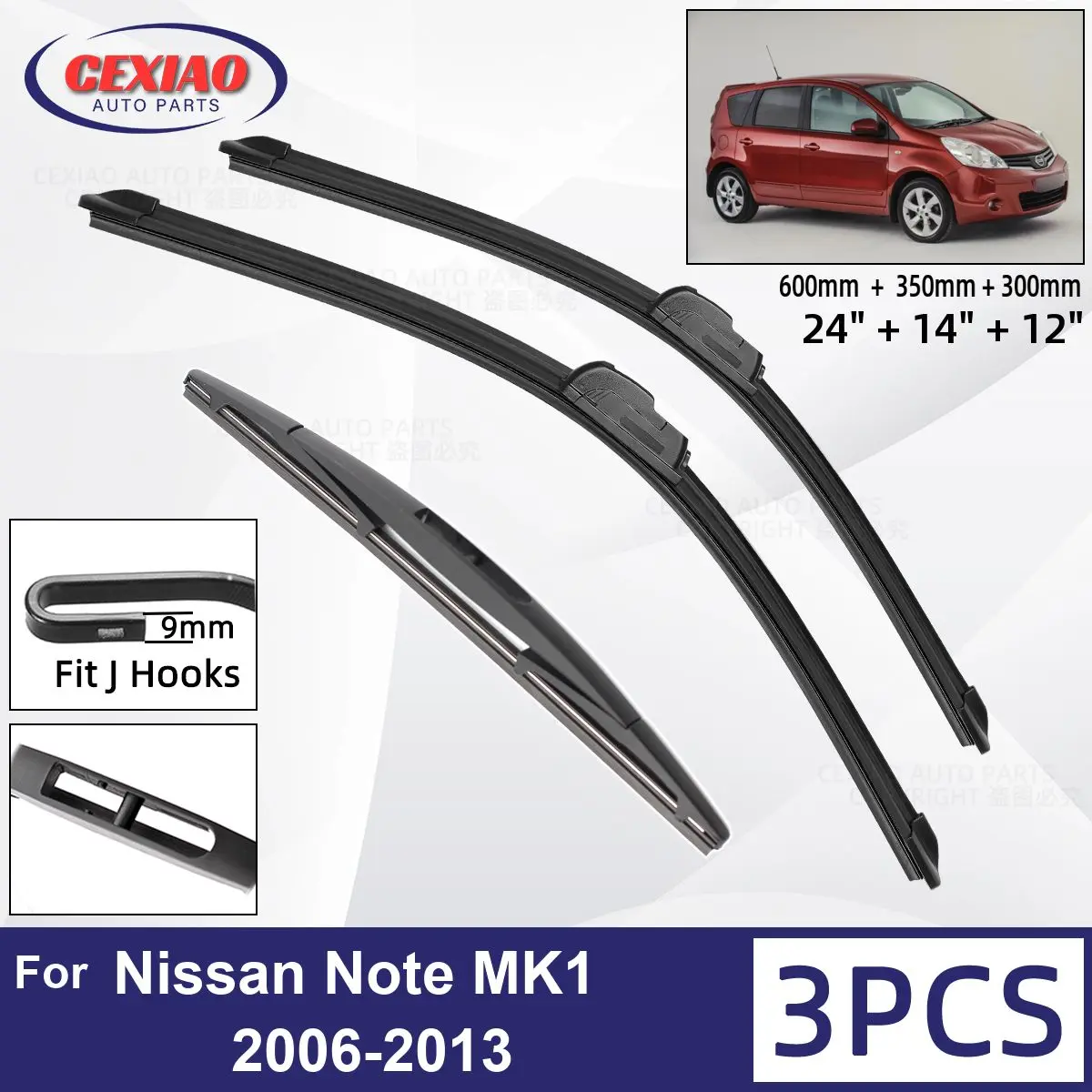 

Щетки стеклоочистителя передние и задние для Nissan Note MK1 2006-2013, мягкие резиновые стеклоочистители для авто, 24 дюйма, 14 дюймов, 12 дюймов, 2010, 2011, 2012