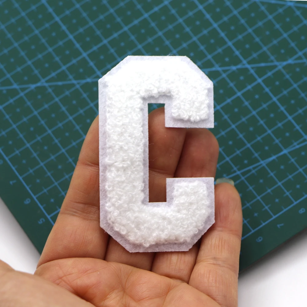 1PC72MM Weiß Chenille Brief Patch Eisen auf Patch Buchstaben Patch Für Jeans Kleidung Name Diy T-Shirt Reparatur Alphabet patch Abzeichen – Detail 3