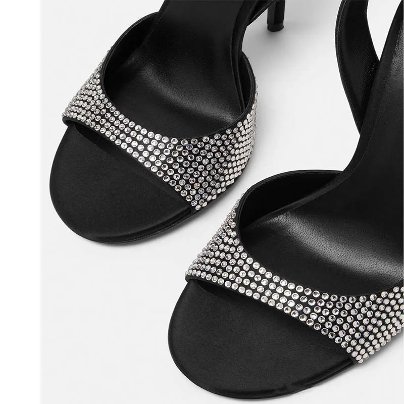 2024 Summer New European  American High Heel Shoes Women's Sexy Super High Heel Hot Diamond Slim  Fish Mouth Sandals One Button