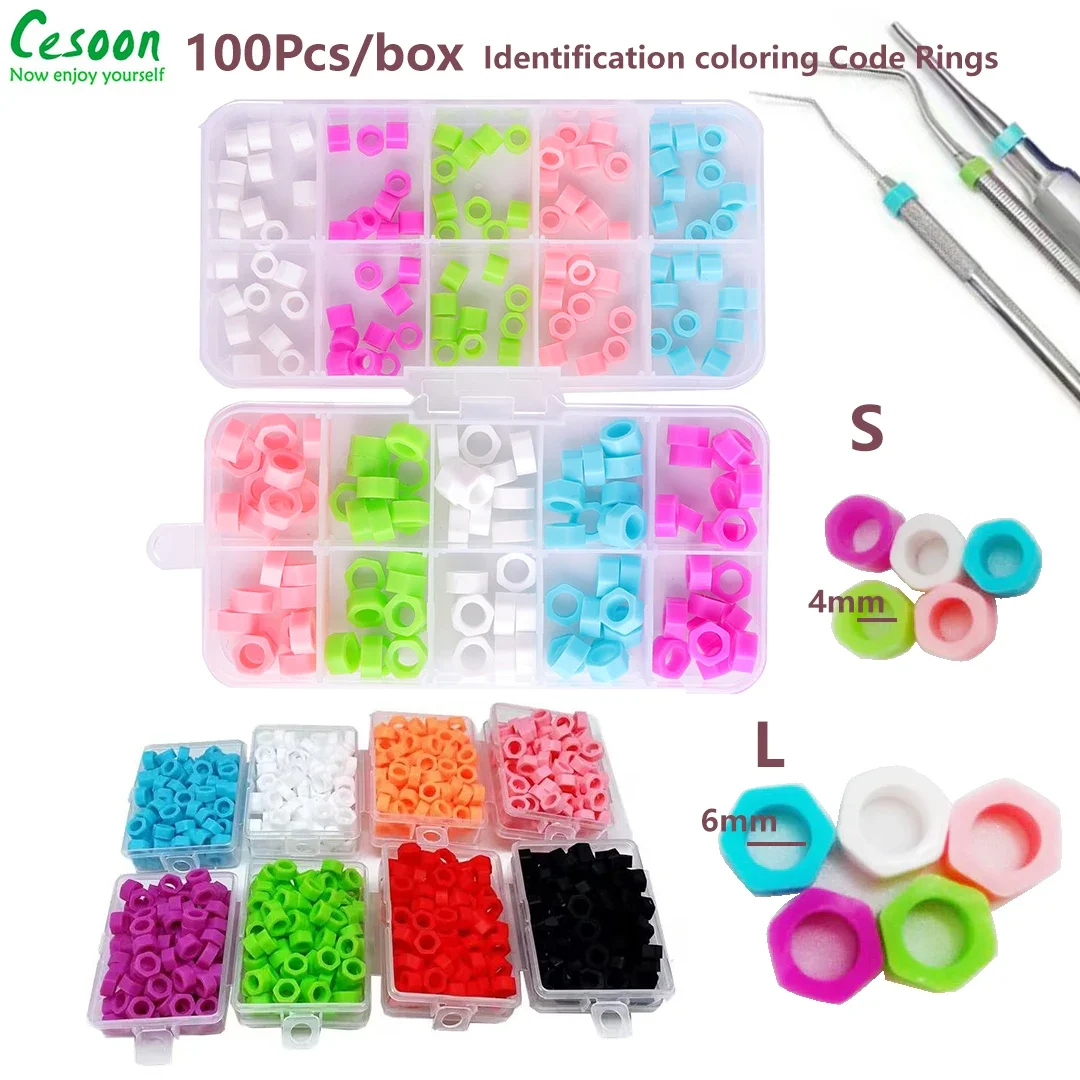 100PcsDentalCodeRingSiliconeInstrumentIdentificationCodeCircle