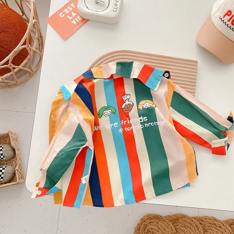 Autumn Boys Fashion Stripe Long Sleeve Blouse Baby Kids Toldder Children Cool Shirt School Uniform for Boys New