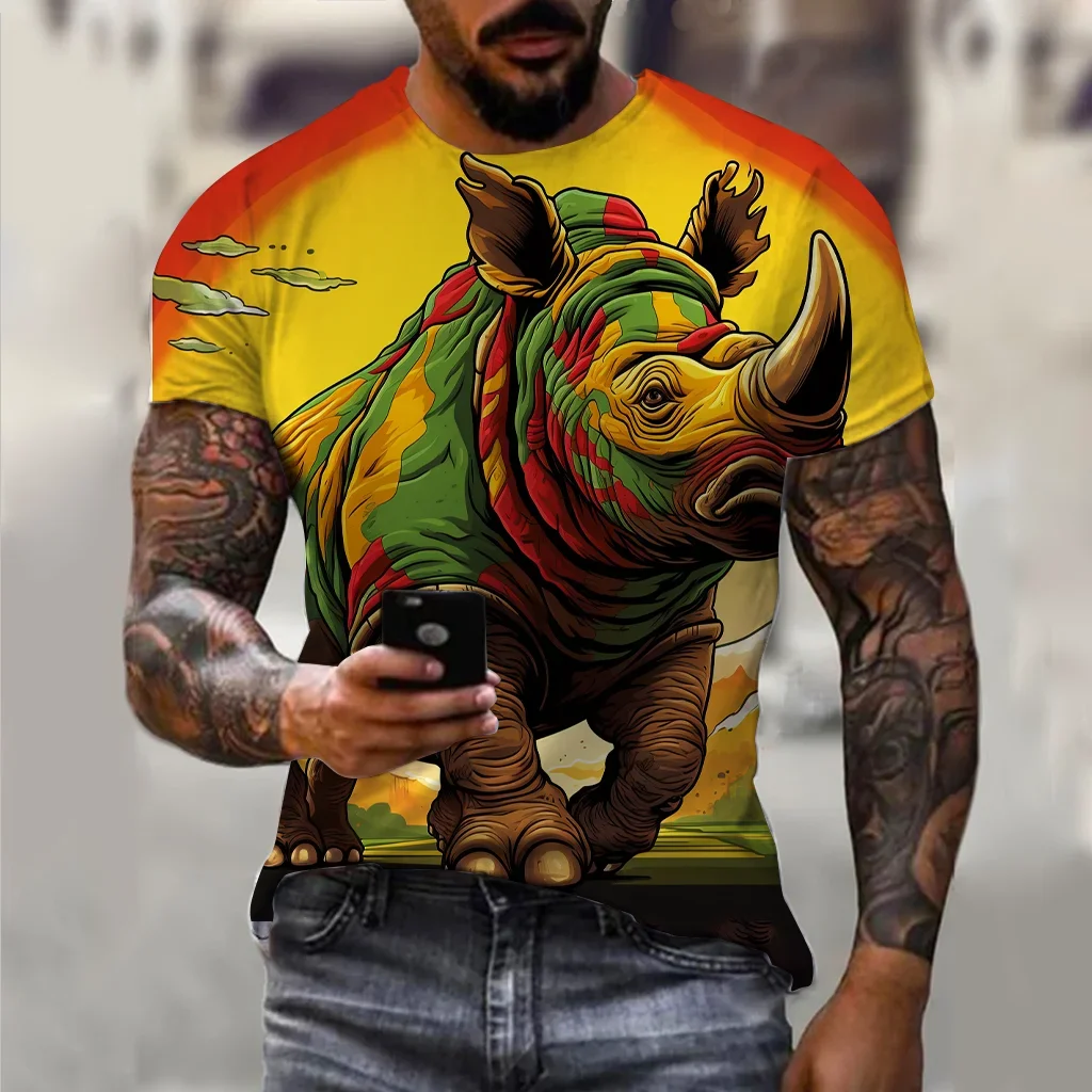 

Men's T-Shirt for Men Clothing Y2K Animal Graphic 3D Print Oversized Tee Shirt Summer Tops Short Sleeve Fashion Casual Streewear