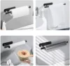 Stainless Steel Paper Towel Holder Self Adhesive Toilet Roll Paper Holder No Punching Kitchen Bathroom Lengthen Storage Rack 4