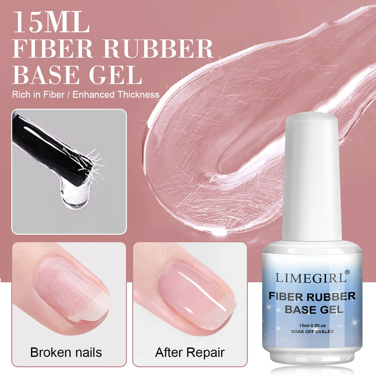 15ML Fiberglass Nail Repair Rubber Multifunctional Nail Art Immersion Fiber Primer Transparent Primer Quickly Repair Nail Damage