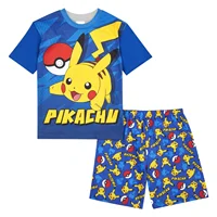 Potdemiel Pikachu & Pokeball Pyjama imprimé sur toute la surface, ensemble t-shirt et short pour adultes et enfants, ensemble familial d'été, séchage rapide, doux, confortable, léger 1