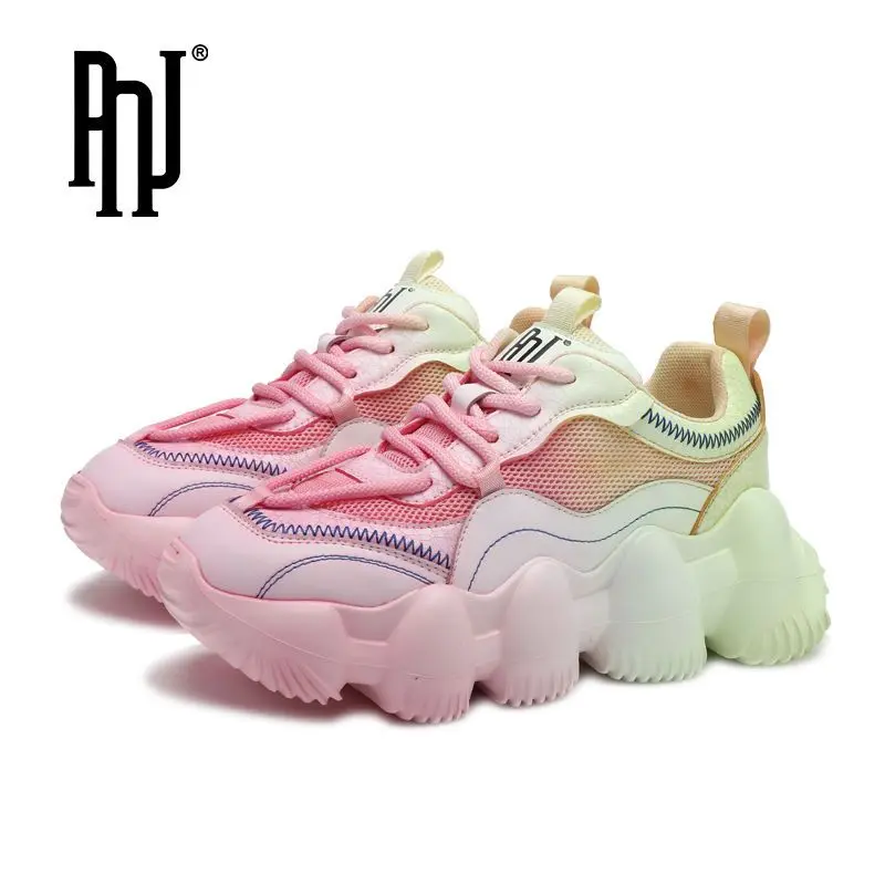 

PNJ2023 Осенняя Новая модная универсальная спортивная женская обувь премиум-класса кожаная повседневная обувь с градиентом