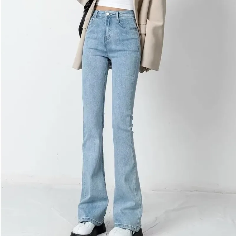 

Bell-bottom women's 2023 high-waisted stretch jeans Retro fashion Spice Girl horseshoe pants y2k Street women slim flared jeans