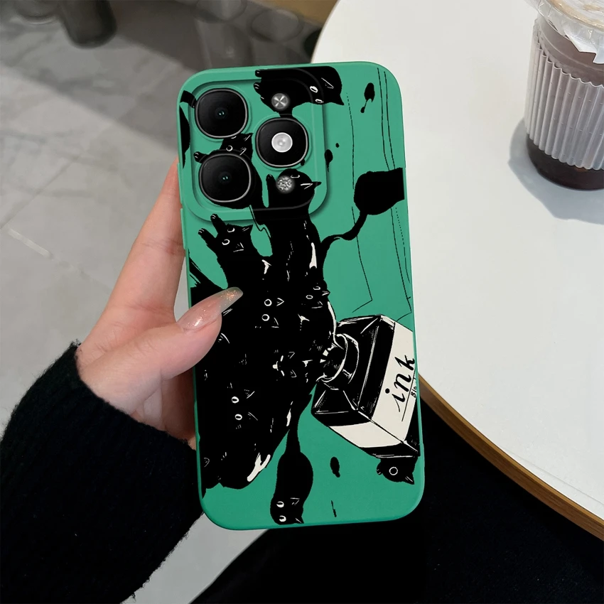 Pretty Floral Liquid Silicone Shockproof Phone Case with Screen Protector