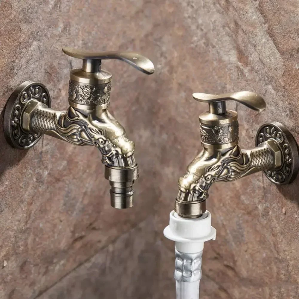 

Antique Bronze Garden Wall Mounted Decorative Tap Home Use Small Single Hole Outdoor Water Faucet
