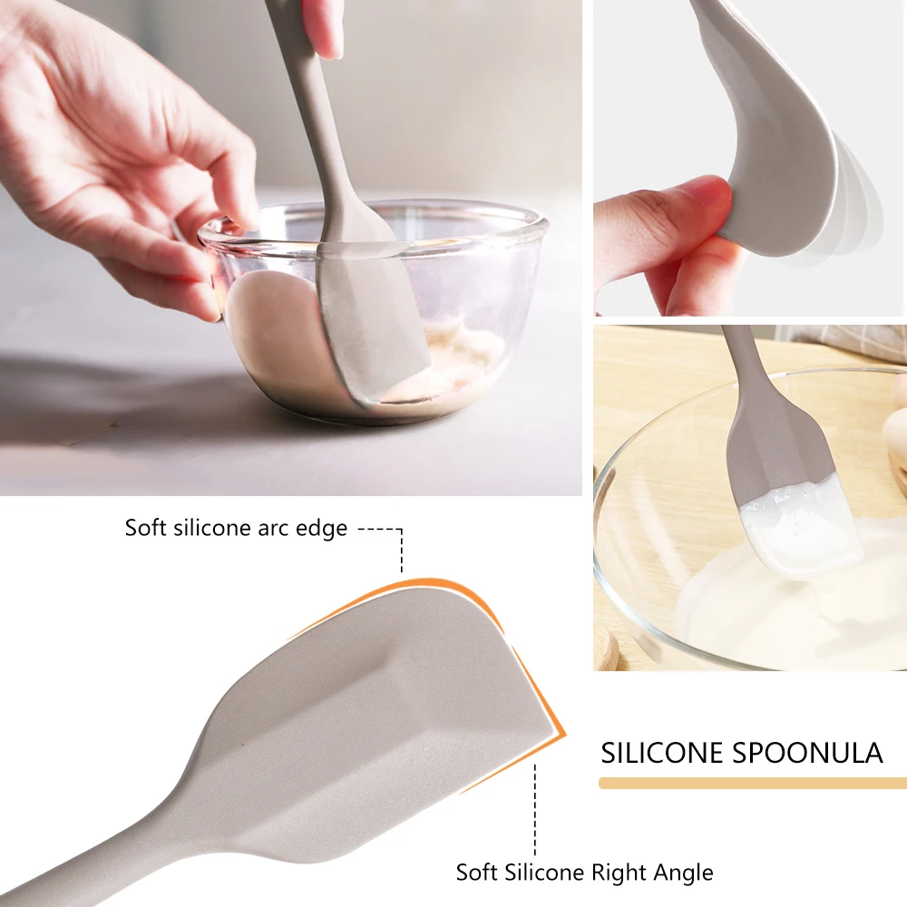 One-piece High Temperature Food Grade Silicone Spatula Baking Mixing Tool Set Cream Spatula Pancake Baking Pan Oil Brush silicone cooking spatula,silicone oil brush