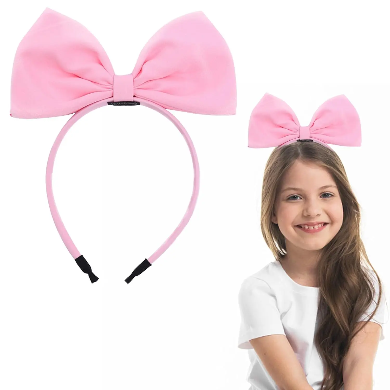 

Pink Bow Headband for Women Girls,Fashion Knotted Hair Bands,Bow knot Hair Hoops, Birthday Party Costume Hair Accessories