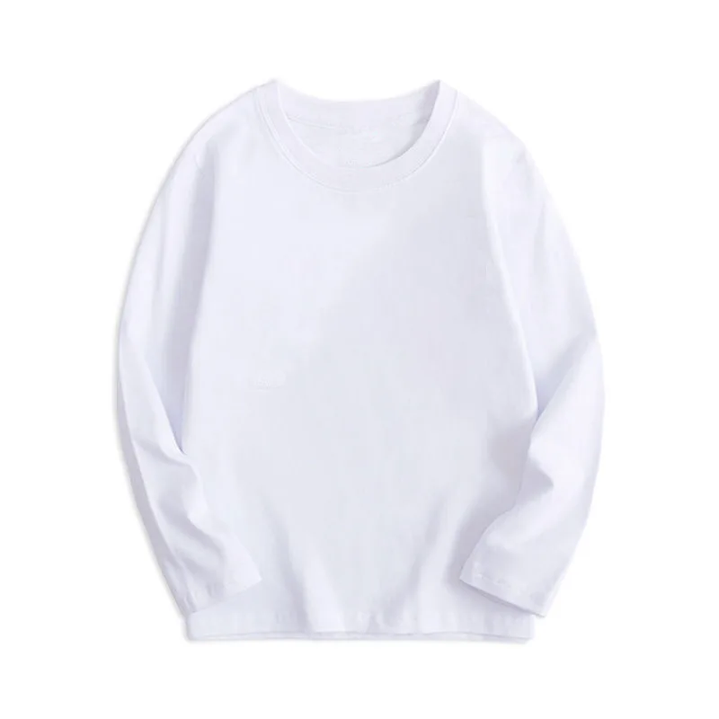 Black White Basic Cotton T-shirt for Boys Girls Clothes Children's Long Sleeve Solid Tops Kids 2 to 14 Years Leasure Wear Tshirt 2